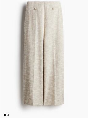H&M Cream Tweed Wide-Leg Pants